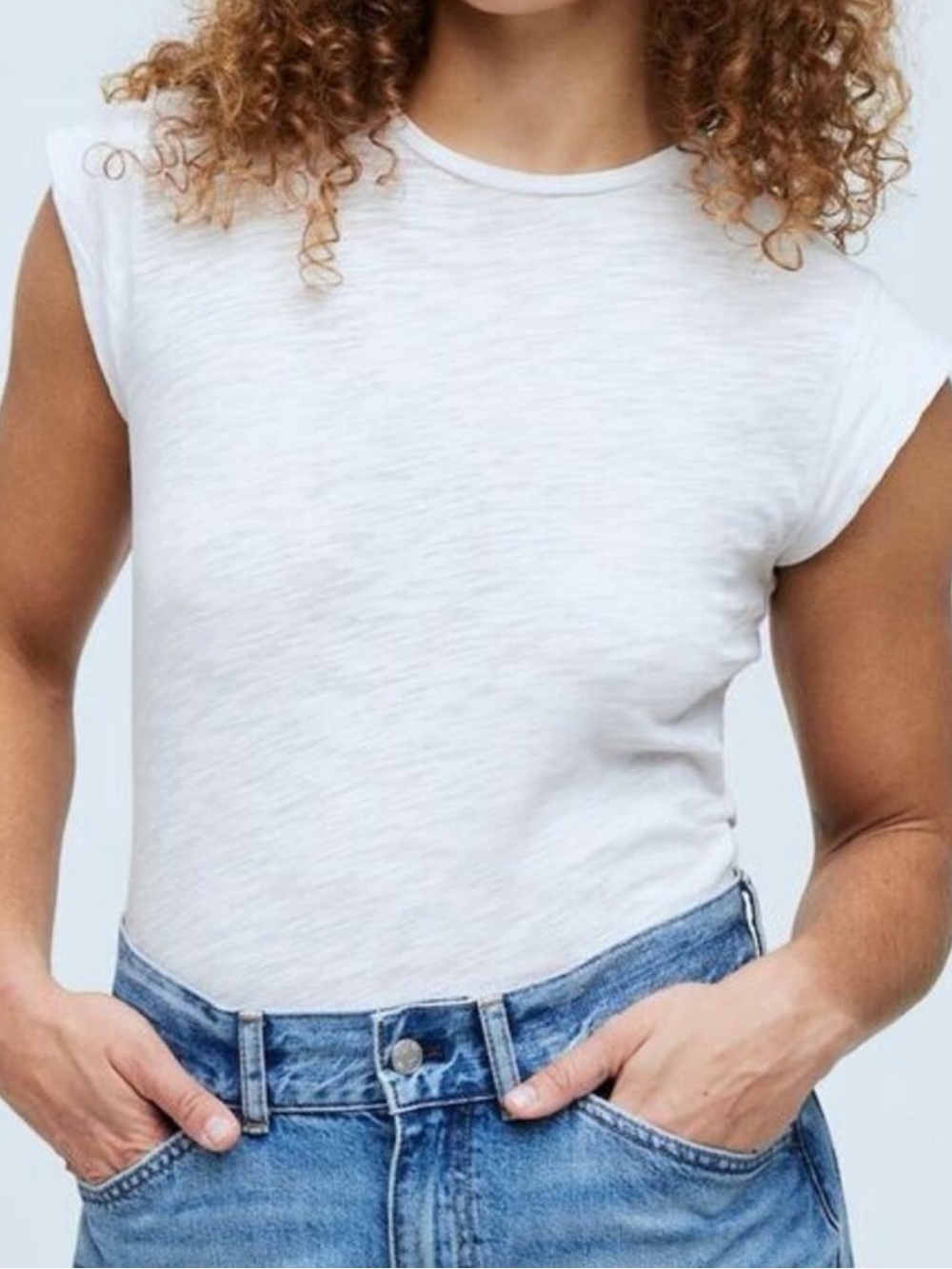 NWT Madewell Slub Crewneck Muscle Tee Cap Sleeve T-Shirt NO573 White Size XS